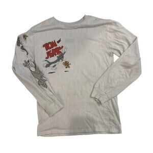Tom & Jerry White Long Sleeve Shirt Kidcore Men's Size Small
